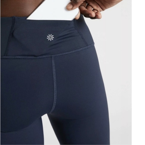 Athleta Contender Side Stripe Capri Powerlift Navy - Picture 3 of 6